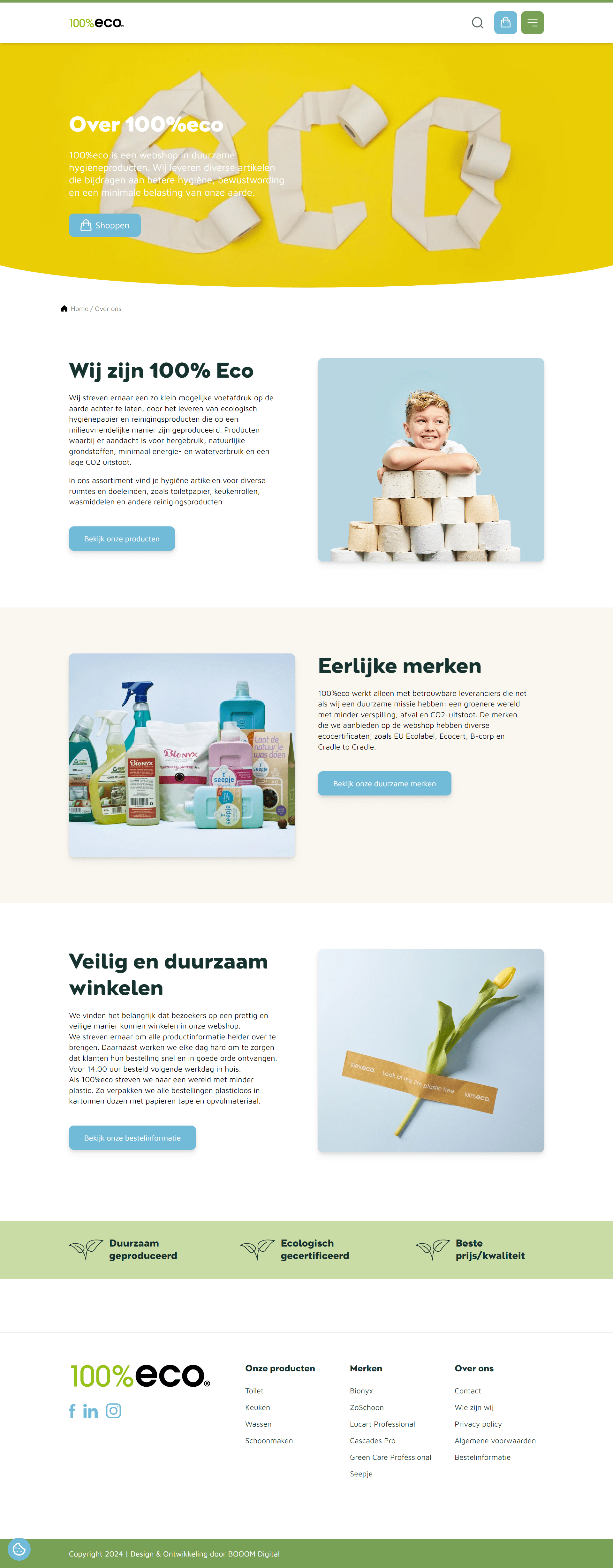 over ons pagina op de website van 100 procent eco